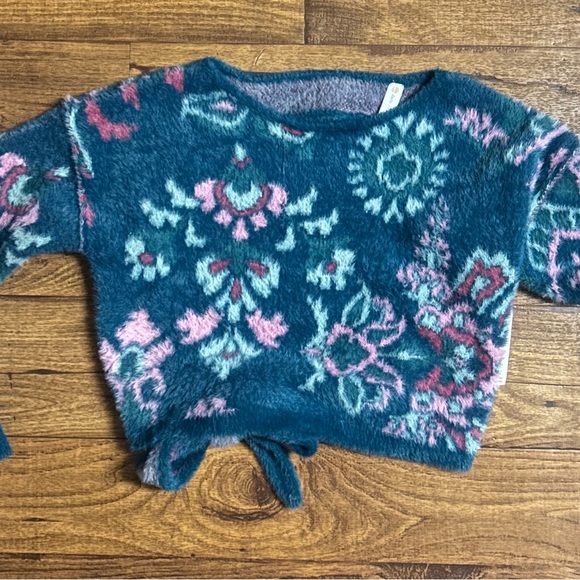Anthropologie Sweaters - Anthropologie (Daily Practice) ~ Small ~ Blue/Pink Floral ~ Fleece Crop Sweater